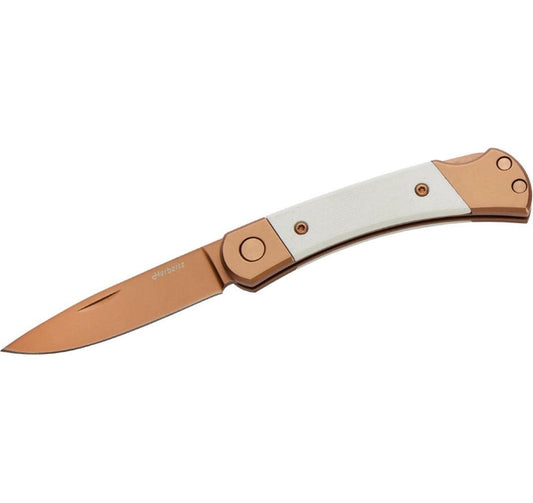 Herbertz | Taschenmesser Titanbeschichtung | Rosengold D2, Small, White