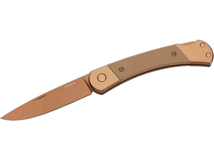 Herbertz | Taschenmesser Titanbeschichtung | Rosengold D2, Medium, Sand