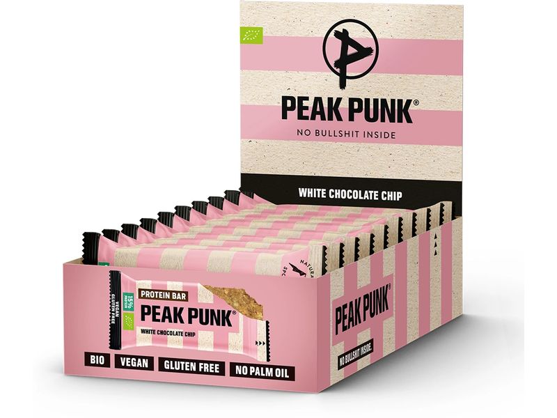 PEAK PUNK | Bio Protein Bar | White Chocolate Chip, 12x55g