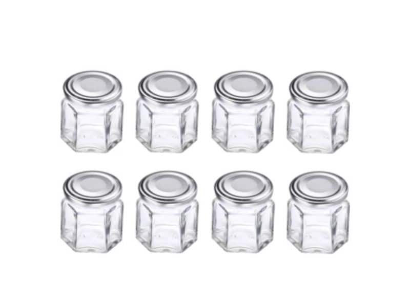 Westmark | 8er Set 45ml eckig Gläser | m. Deckel silber 43 mm