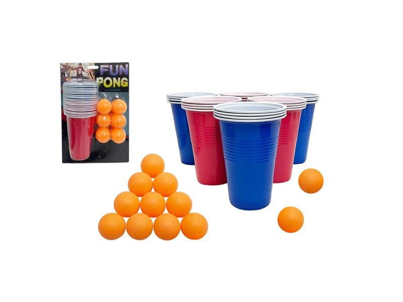 Sombo | Trinkspiel Fun Pong 36tlg. | 24 Becher & 12 Bälle