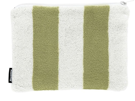 Kolma | Etui Stripy Olive/Weiss | 24 x 18 cm, 100& Baumwolle