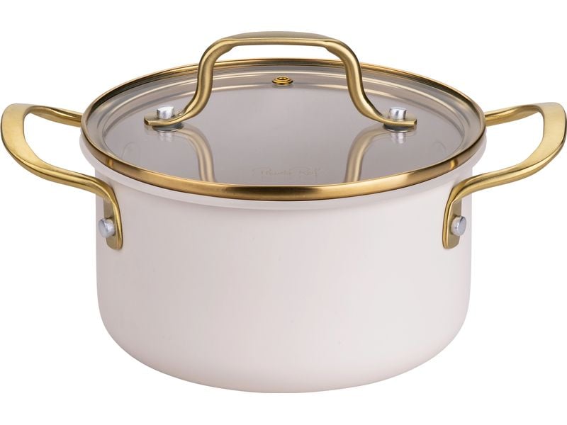 Fackelmann | x Pamela Reif Kochtopf 16cm | Aluminium rec. Pastell beige, goldgelb