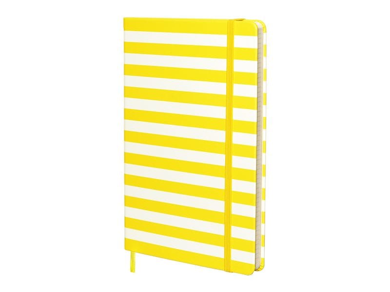 Kolma | Notizbuch A5 Stripy Lemon/Weiss | Hardcover, 150 Seiten, kariert