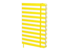 Kolma | Notizbuch A5 Stripy Lemon/Weiss | Hardcover, 150 Seiten, kariert
