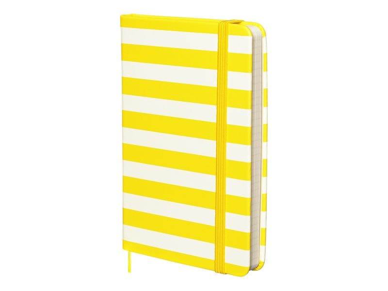 Kolma | Notizbuch A6 Stripy Lemon/Weiss | Hardcover, 150 Seiten, kariert