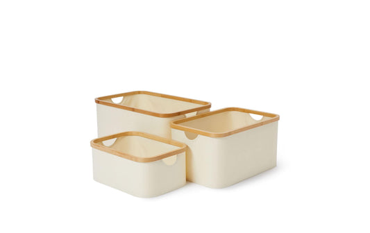 Lumaland | Bambus Aufbewahrungsbox Set 3 Stk. | Beige