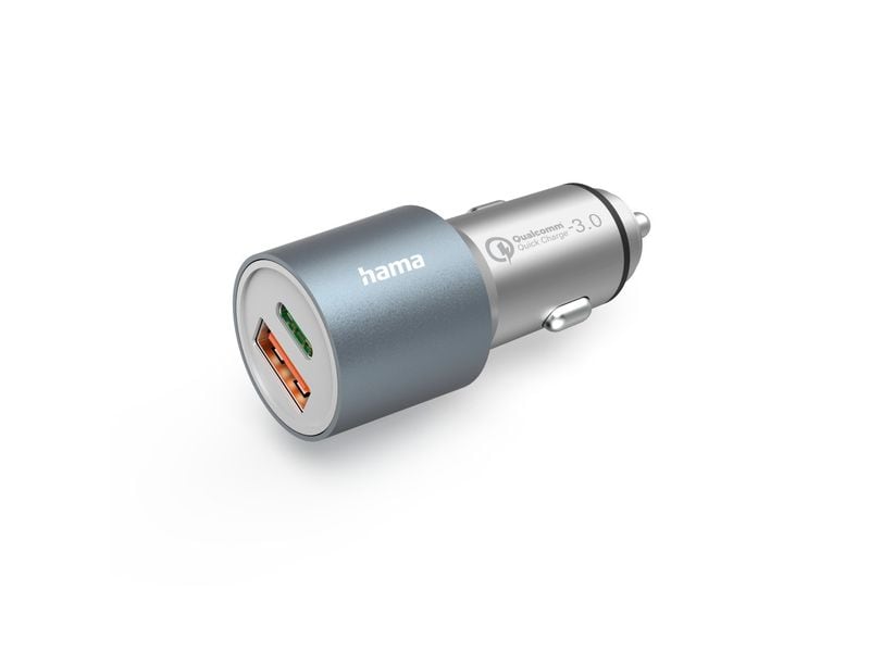 Hama | Auto Schnellladegerät | 1x USB-C PD, 1x USB-A QC, 38 W, Metall