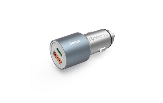 Hama | Auto Schnellladegerät | 1x USB-C PD, 1x USB-A QC, 38 W, Metall