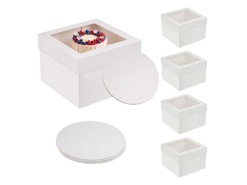relaxdays | Tortenbox mit Sichtfenster | 5er Set