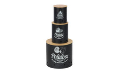 relaxdays | Kartoffelbehälter 3er Set | Schwarz/Braun