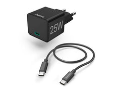 Hama | Schnellladegerät Ladekabel USB-C | Mini-Ladegerät, PD, 25W, 1 m, Schwarz