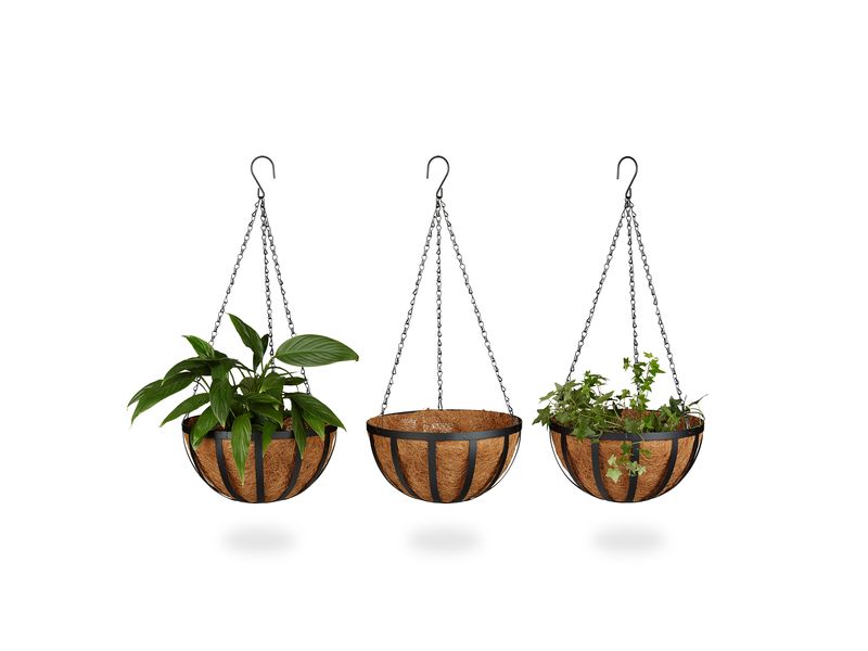 relaxdays | Blumenampel Kokos | 3er Set