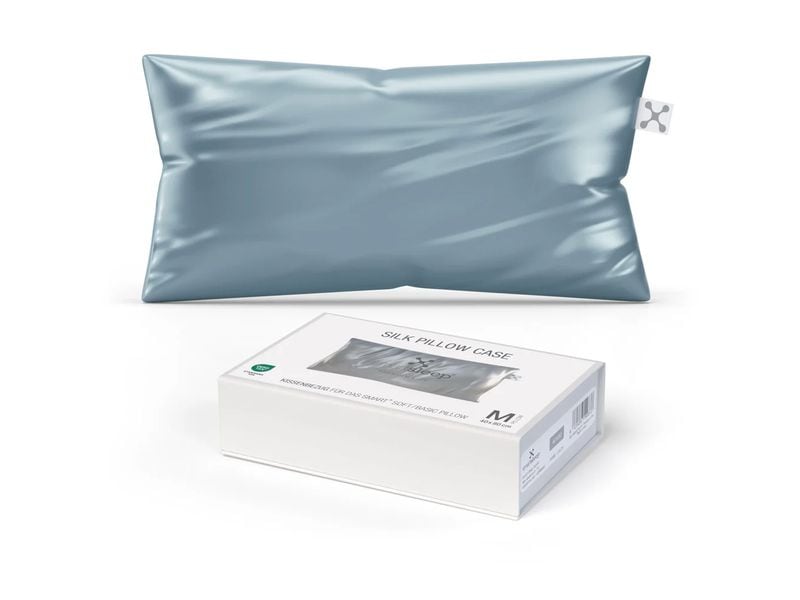 Smartsleep | Kopfkissenbezug Seide Blau/Grau | 40x80 cm