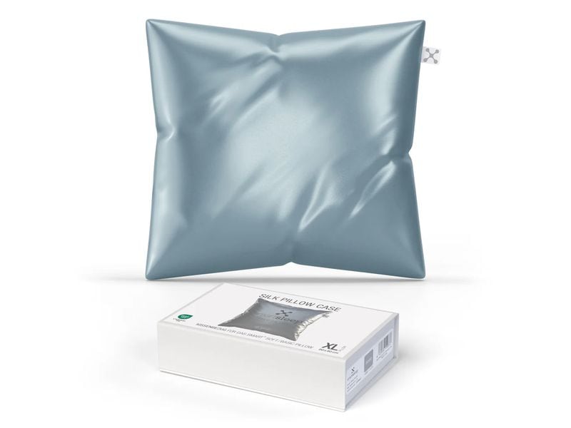 Smartsleep | Kopfkissenbezug Seide Blau/Grau | 80x80 cm