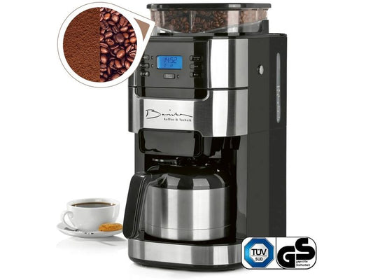 Barista | Kaffeemaschine mit Mahlwerk 1000W | Edelstahl/schwarz mit Isolierkanne