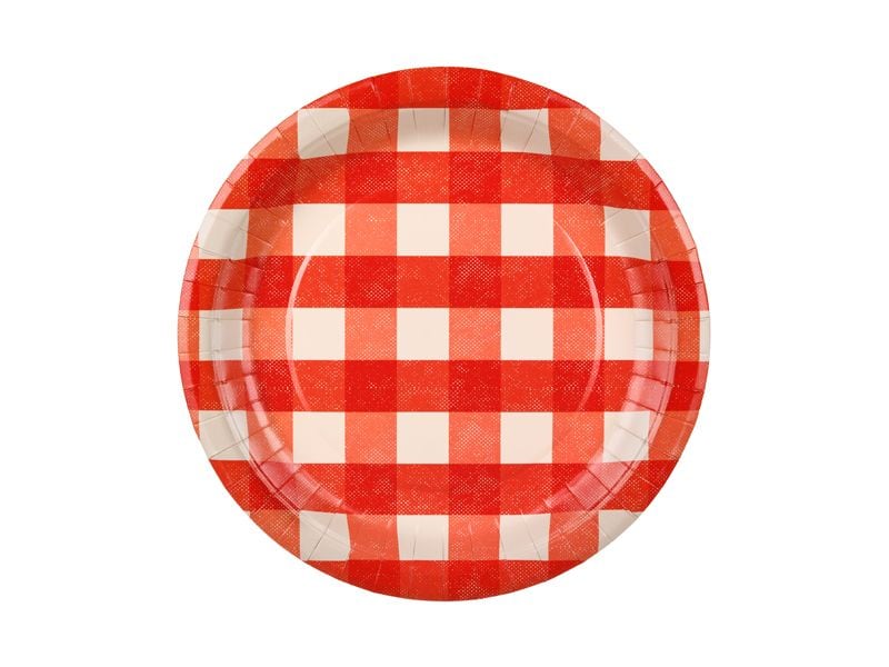 Partydeco | Teller Grill kariert | rot, 27 cm, 6 Stück