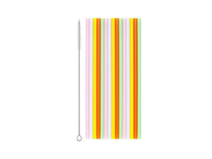 Partydeco | Plastikstrohhalme wiederverwendb. | farbig, 23 cm x 7 mm, 6 Stück + Bürste