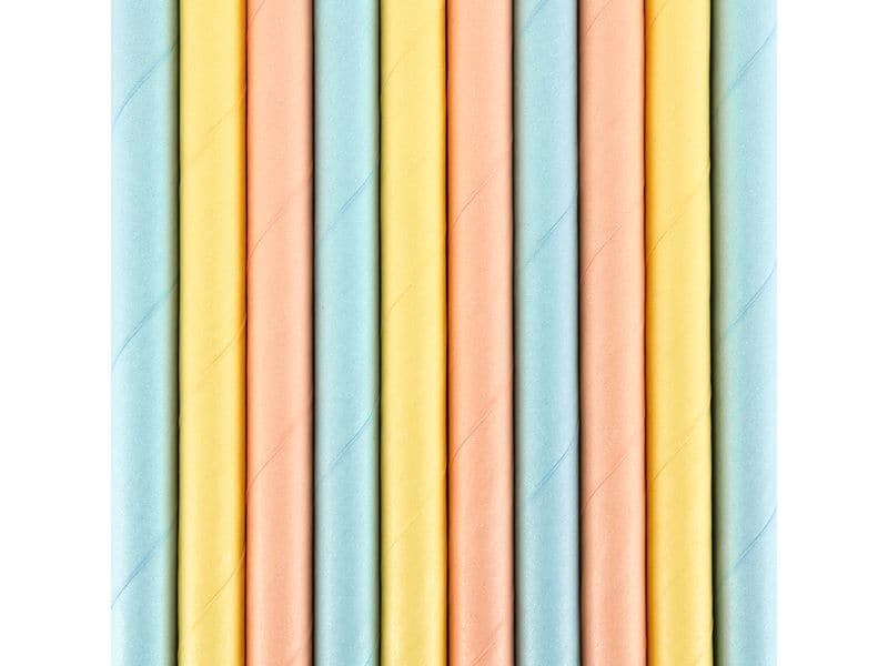 Partydeco | Papierstrohhalme Summer Time | farbig, 19.5 cm, 10 Stück
