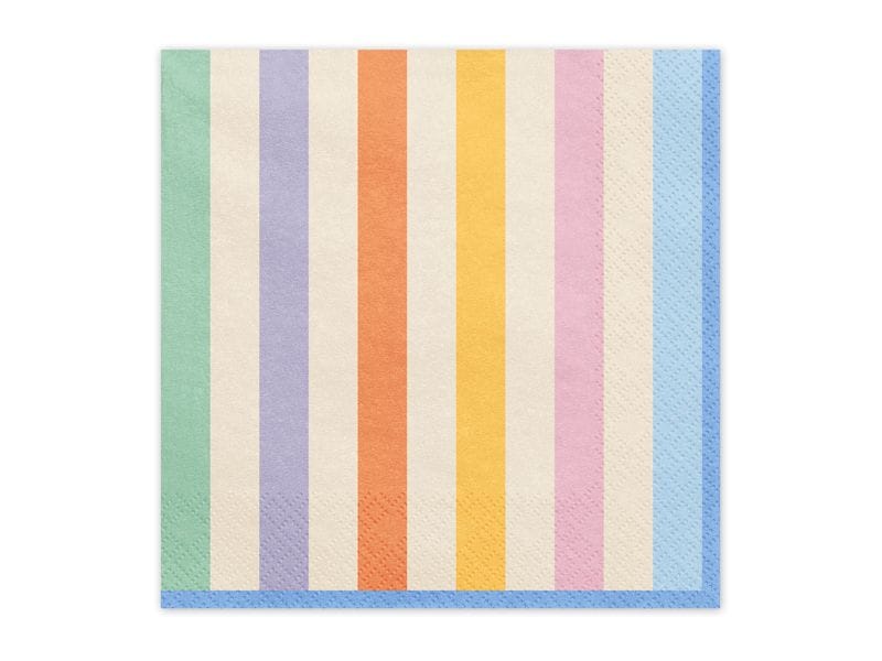 Partydeco | Servietten Streifen | farbig, 33x33 cm, 20 Stück