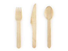 Partydeco | Besteck Holz | braun, 16 cm, 18 Stk