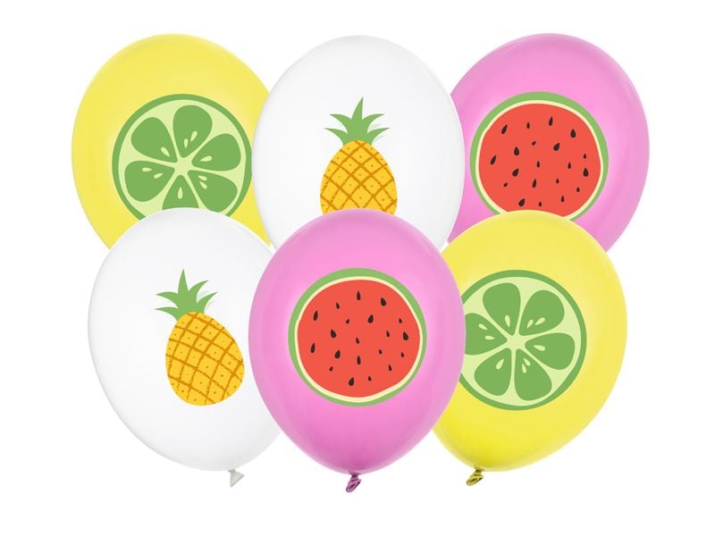 Partydeco | Ballon Früchte | mix, 30 cm, 6 Stk