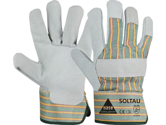 Hase | Safety 1 Paar Hanschuhe Soltau Gr. 8 | Arbeitshandschuh, Spaltleder, gum. Stulpe