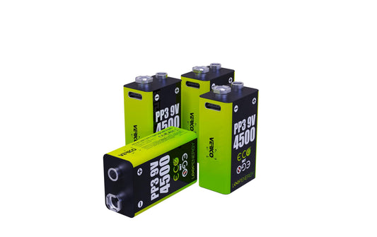 Verico | LoopEnergy 9V-Block, USB-C, 500mAh | 9.0V 4500mWh, Akku Li-Ion, 4 Stk