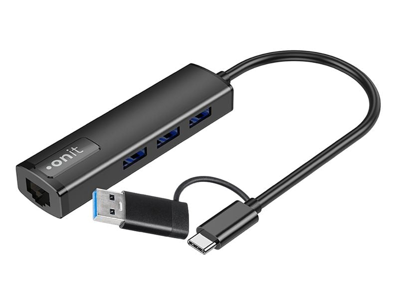 onit | USB-C/A USB-Hub | 3x USB 3.0 Type A / RJ45