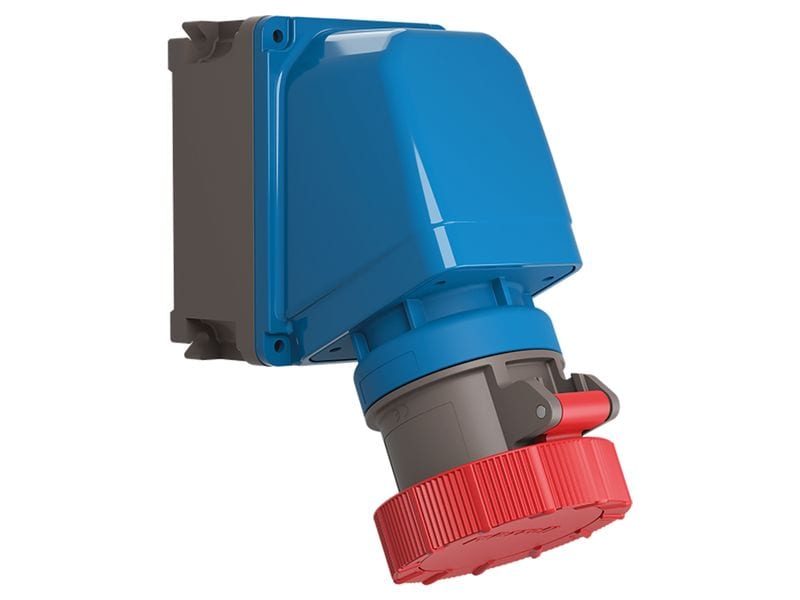 STEFFEN | Palazzoli CEE 65° Wand-Steckdose | 16/4, 3LPE, 400V, 6h, IP66/67/69 vernickelt
