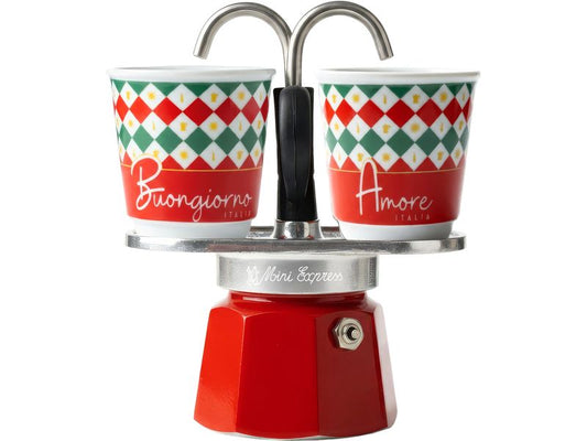 Bialetti | Mini Express Italia Damier | inkl. 2 Espressotassen, multifarbig