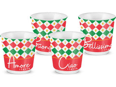 Bialetti | Set Esresso Tassen Italia Damier | 4 Stück, 80ml, multifarbig