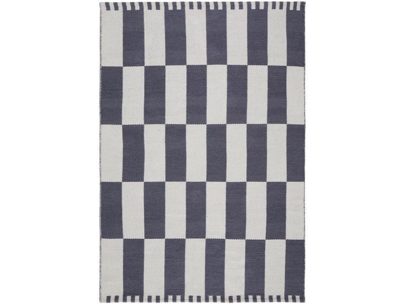 Urbanara | Teppich Iniola 140x200cm | Blaugrau/Weiss