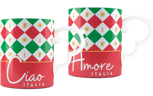 Bialetti | Set Mugs Italia Damier | 2 Stück, 300ml multifarbig