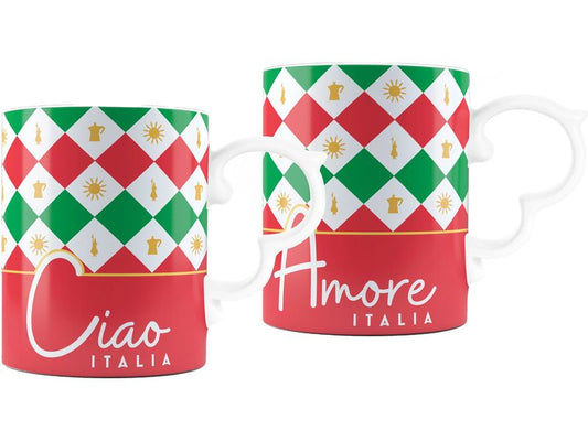 Bialetti | Set Mugs Italia Damier | 2 Stück, 300ml multifarbig