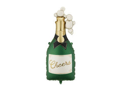 Partydeco | Folienballon Champagne | dunkelgrün, 34 x 93 cm