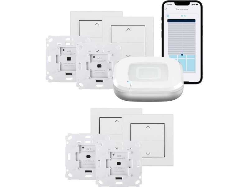 Homematic IP | Funk Starter Set Rollladen Kit | 4x Jalouschalter, Access Point 2, 4x Aktor