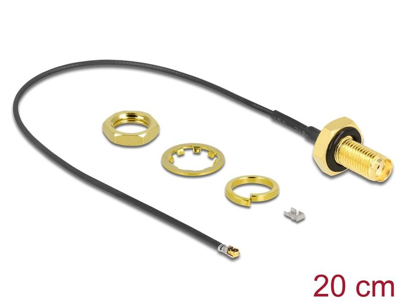 Delock | Antennenkabel SMA Bu zu MHF 4L St | 20 Ohm, koaxial, ca. 20 cm Kabellänge