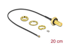 Delock | Antennenkabel SMA Bu zu MHF 4L St | 20 Ohm, koaxial, ca. 20 cm Kabellänge