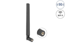 Delock | 5G LTE GNSS WiFi 6 Antenne SMA St | 4,1 dBi, omni, mit Kippgelenk, schwarz