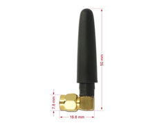 Delock | LTE Antenne SMA Stecker | 90°, 2 dBi, omnidirektional, starr, schwarz
