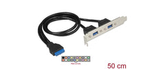 Delock | Slotblech 1x19Pin 2xUSB-A | 2 x USB 5 Gbps Typ-A Buchse, 50 cm