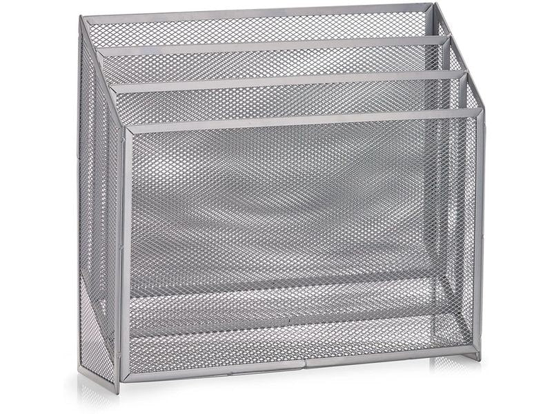 Zeller Present | Zeitungsständer Mesh silb. | Grösse: 32 x 9 x 29.5 cm (L x B x H)