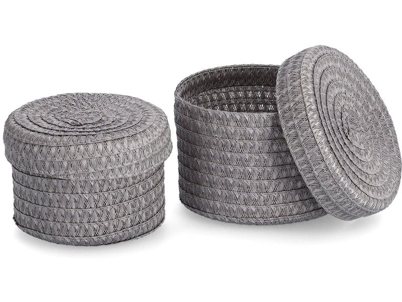 Zeller Present | Korb-Set mit Deckel 2 Stück | Grösse: 17.5 x 12.5 cm, 16 x 10 cm (D x H)
