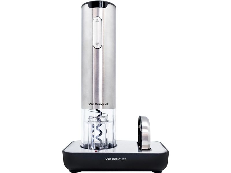 Vin Bouquet | Elektrischer Korkenzieher | Mit USB Charge und Folienschneider, Silber