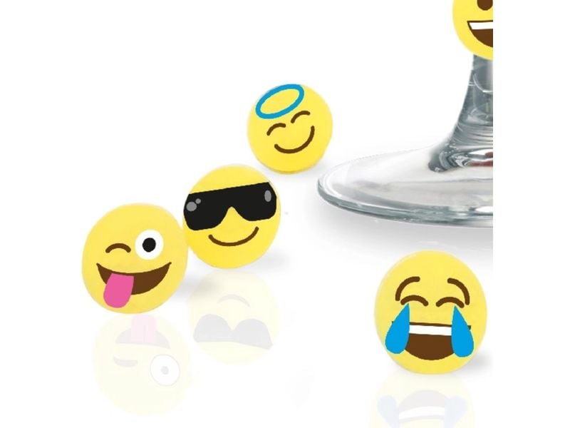 Vin Bouquet | Gläser - Marker, gelb, emoji | Silikon, 8 Stück