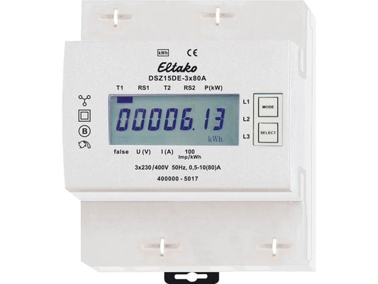 Eltako | REG-Energiezähler Eltako DSZ15DE | 3x80A Einzel-/Doppeltarif