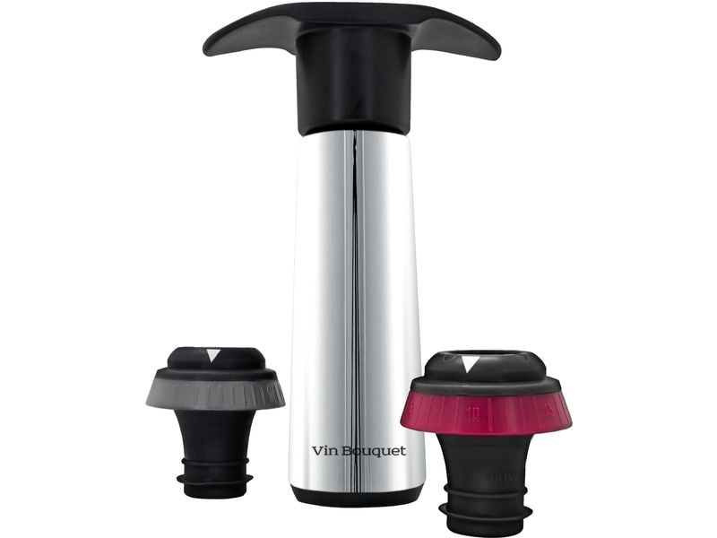 Vin Bouquet | Weinpumpe Sound Indicator | inkl. 2 Weinverschlüssen, Silber