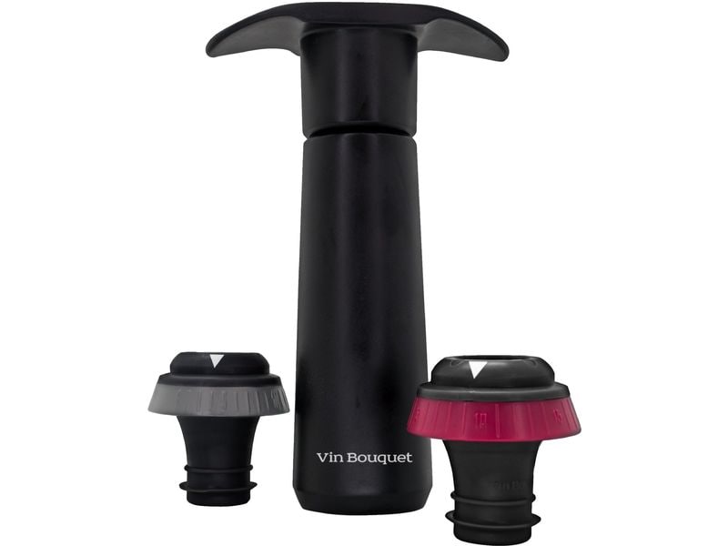 Vin Bouquet | Weinpumpe Sound Indicator | inkl. 2 Weinverschlüssen, Schwarz