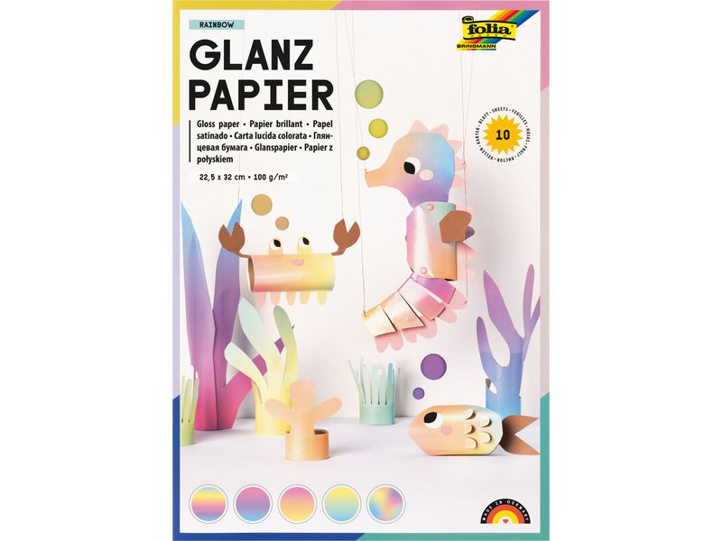 Folia | Glanzpapier Rainbow 100g/m² | 22,5x32cm, 10 Bl.